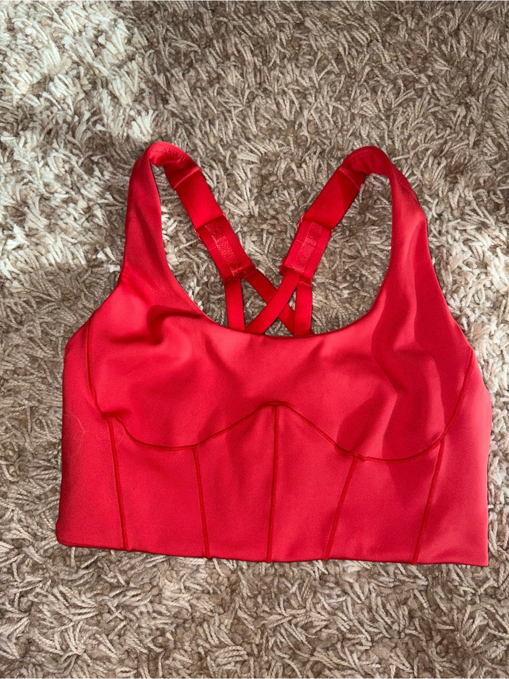 FP Movement Coral Red Strappy Sports Bra